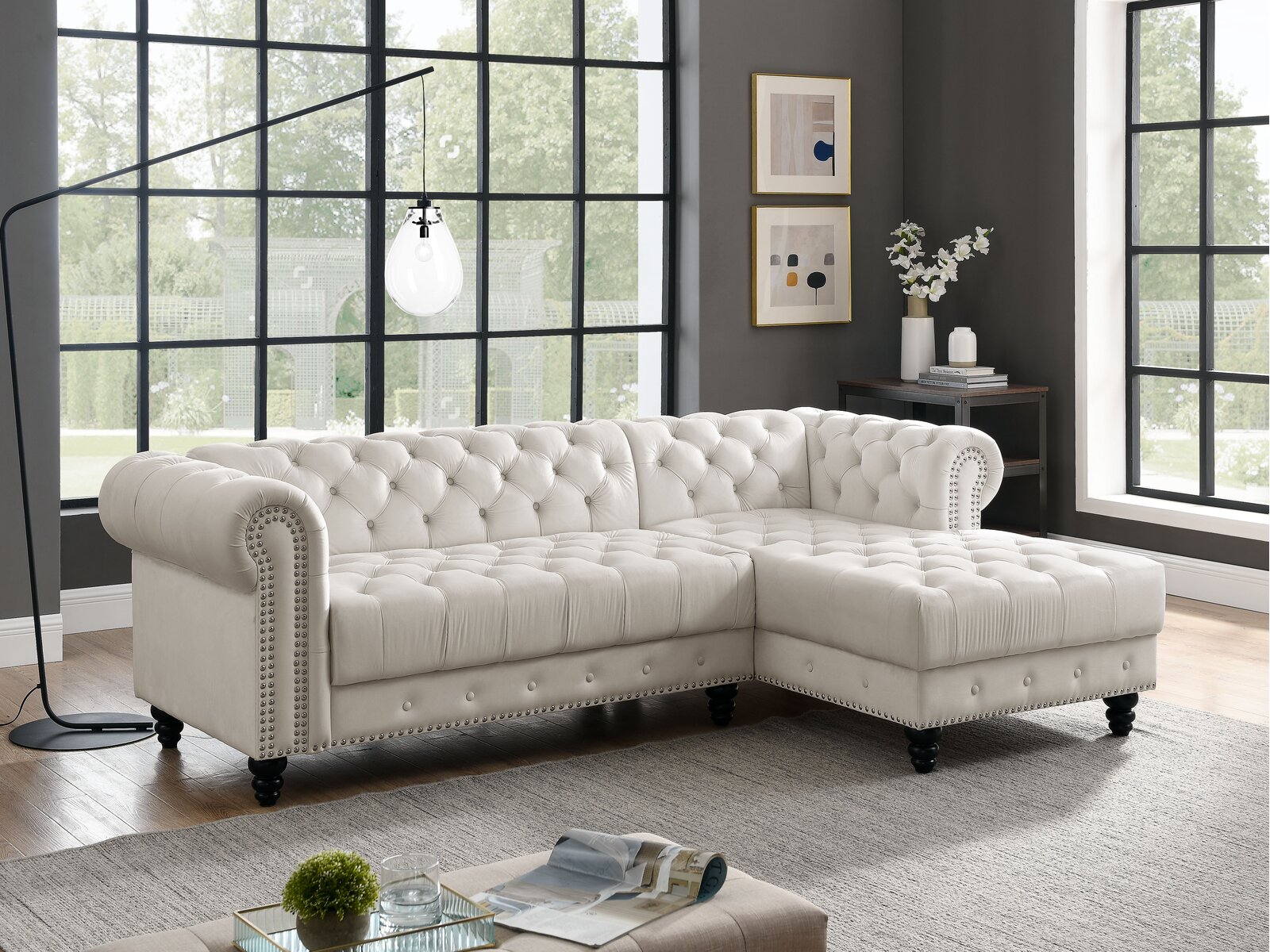 【Furniture】Lora 2 - Piece Upholstered Chaise Sectional