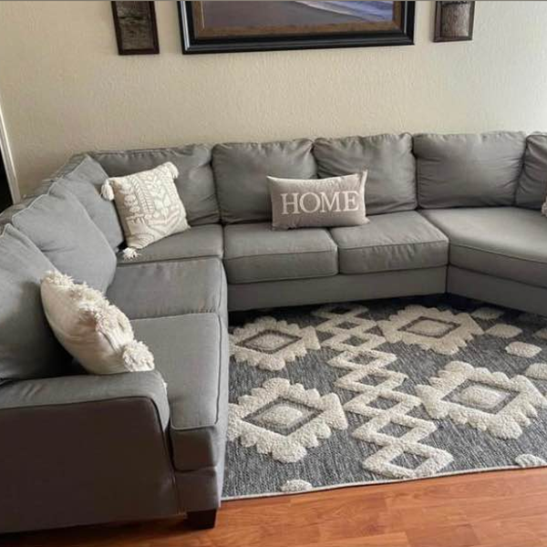 Modern Large Set L-shaped microfibre sofa with double-sided lounge Ottoman for living room furniture