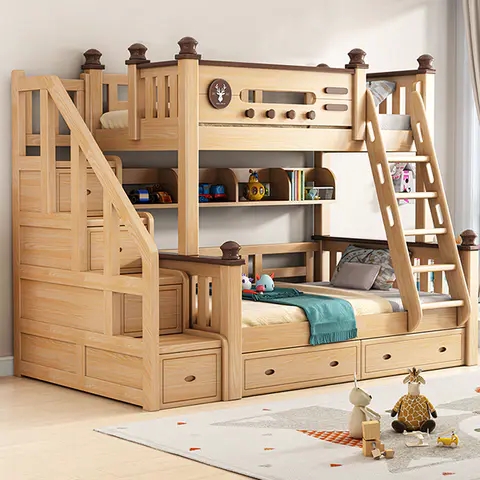 【Furniture】Solid wood children bunk bed