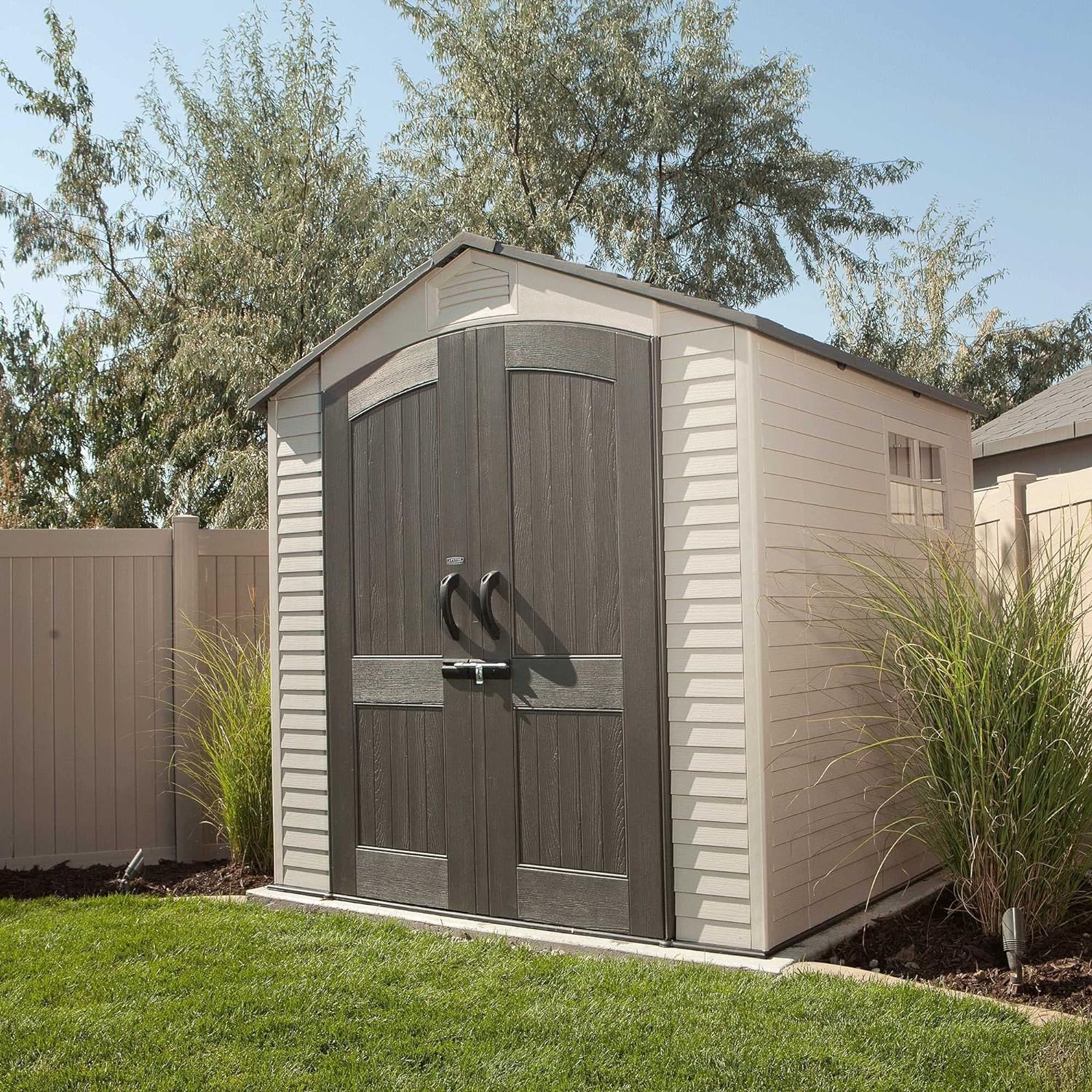 Lifetime 60190 7 x 7ft Heavy Duty Plastic Shed, Beige