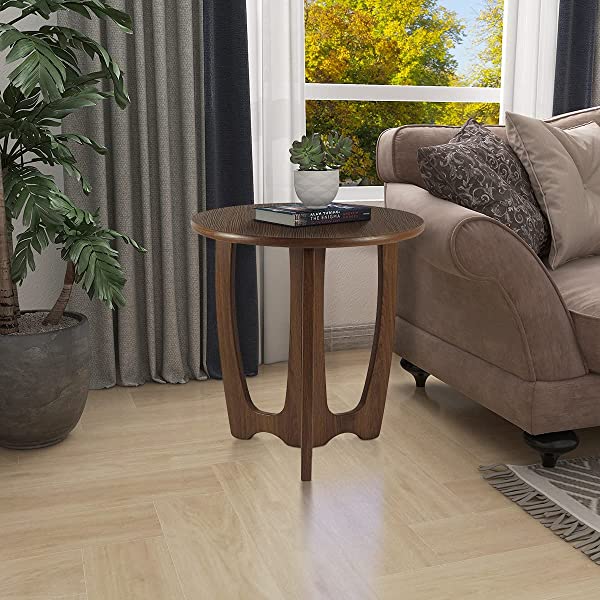 FINECASA Wooden Console Table, Half-Moon Entryway Table, Semicircle Narrow Side Table, Sofa Table for Living Room and Corridor, Foyer Table, Half Round Hallway Table, 43.4x17x30 Inches, Natural Natural Console Table