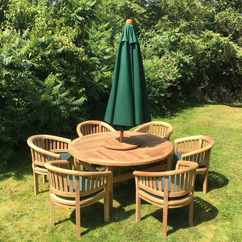 Home&Garden】Round Solid Teak 8 Seater Table with Grisdale Chairs Garden