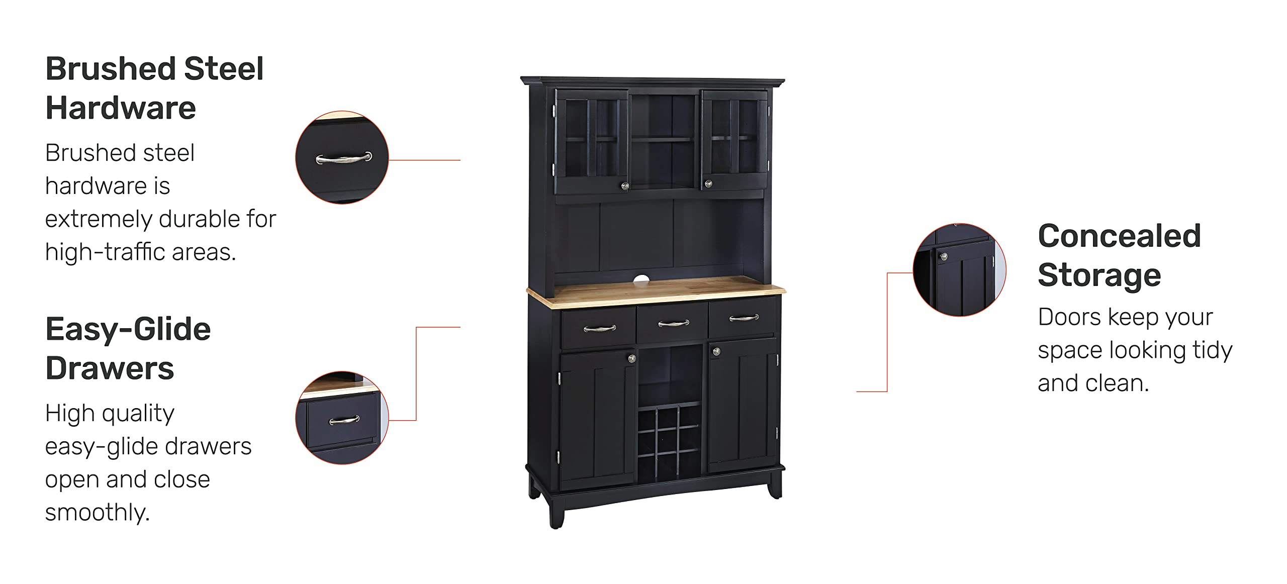 【Furniture】Server sideboards - Buffets - Credenzas, Hutch, Black