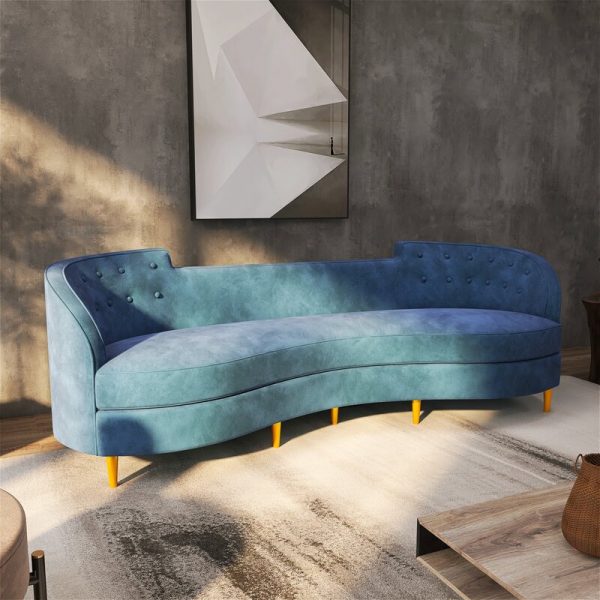 Color 99.25” Velvet Curved Sofa