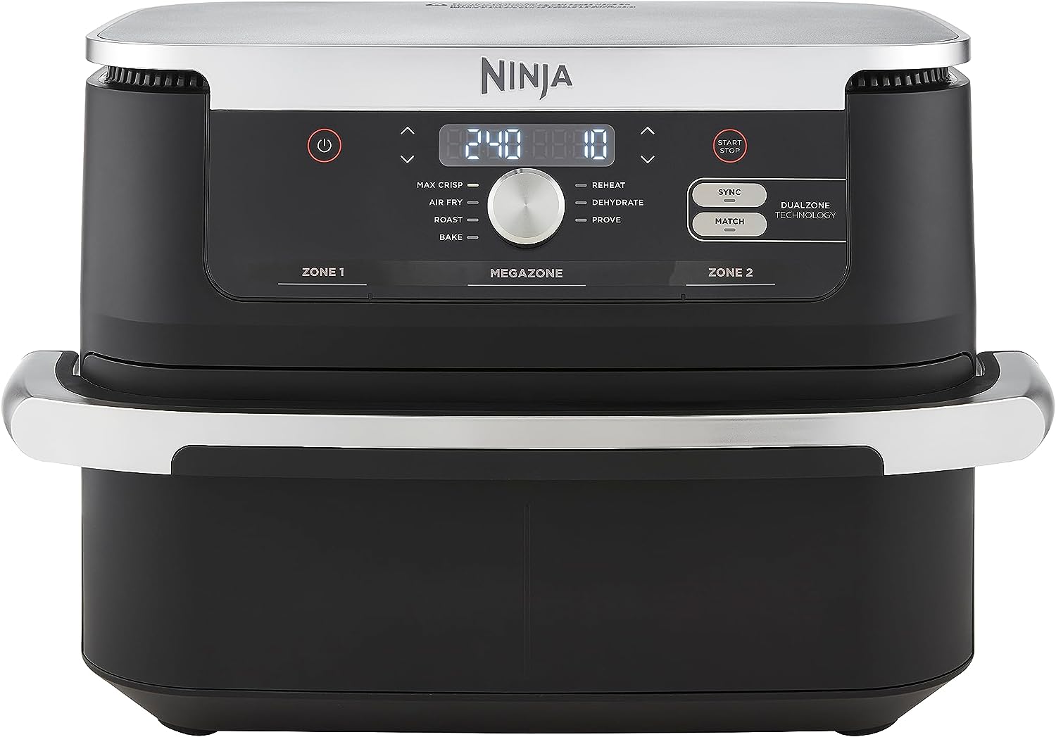 Ninja Foodi FlexDrawer Air Fryer, Dual Zone with Removable Divider, Large 10.4L Drawer, 7-in-1, Air-Fryer Uses No Oil, Air Fry, Roast, Bake, Max Crisp, Non-Stick Dishwasher Safe Parts, Black AF500UK
