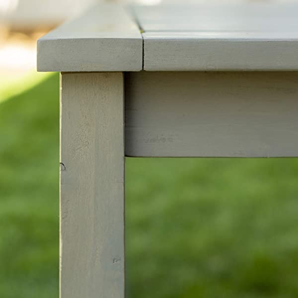 Walker Edison 5 Person Outdoor Wood Chevron Patio Furniture Dining Set Table Chairs Bench All Weather Backyard Conversation Garden Poolside Balcony, 4 Piece, Brown Brown 4 Piece Dining Set