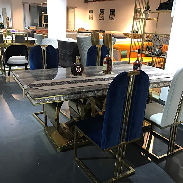 LeiJinNuo Modern Dining Set for Home, Kitchen, Dining Room wStorage Racks, Rectangular Table, Steel Frame