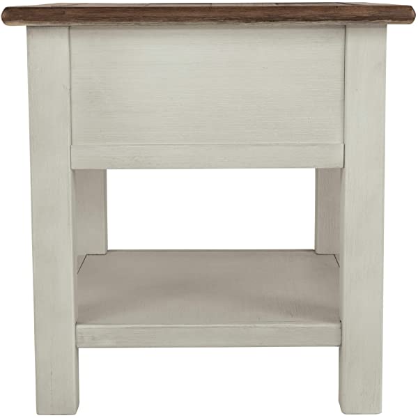 Signature Design by Ashley Tyler Creek Rustic Chair Side End Table with Pull-Out Tray & USB Ports, Brown Blackish Brown Table