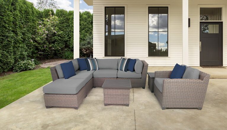 Merlyn Wicker/Rattan 6 – Person Seating Group with Cushions