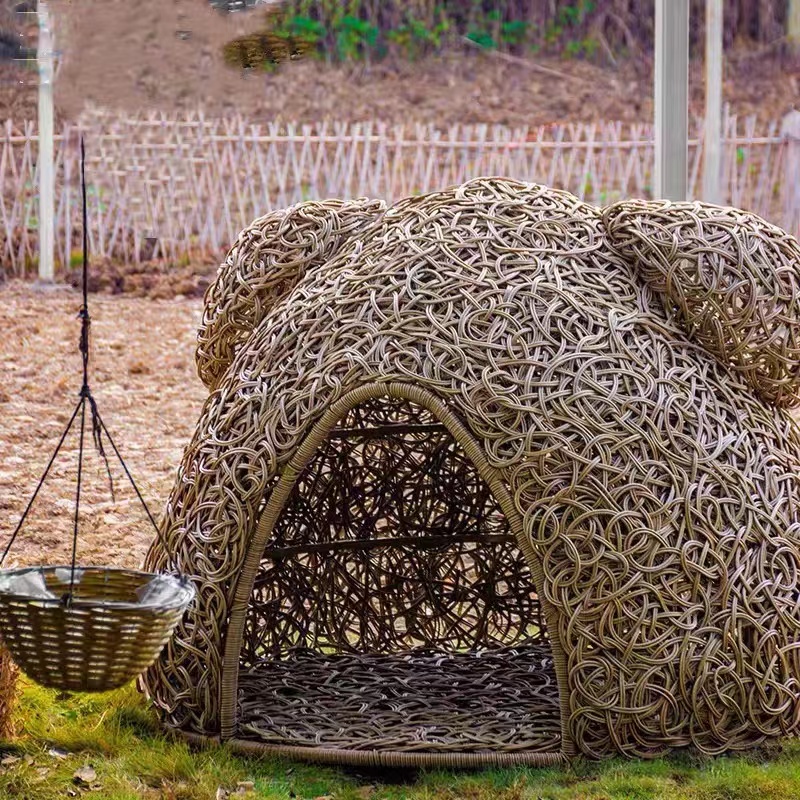 Outdoor Creative Rattan Birdcage Garden Waterproof Sunscreen Leisure Round Sofa Furniture