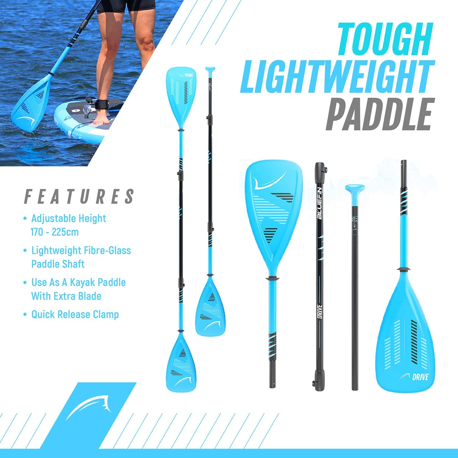 Bluefin Cruise SUP Inflatable Stand Up Paddle Board | Premium Paddleboard Accessories | Multiple sizes: Kids, 9'8, 10'4, 10’8, 12’, 15'