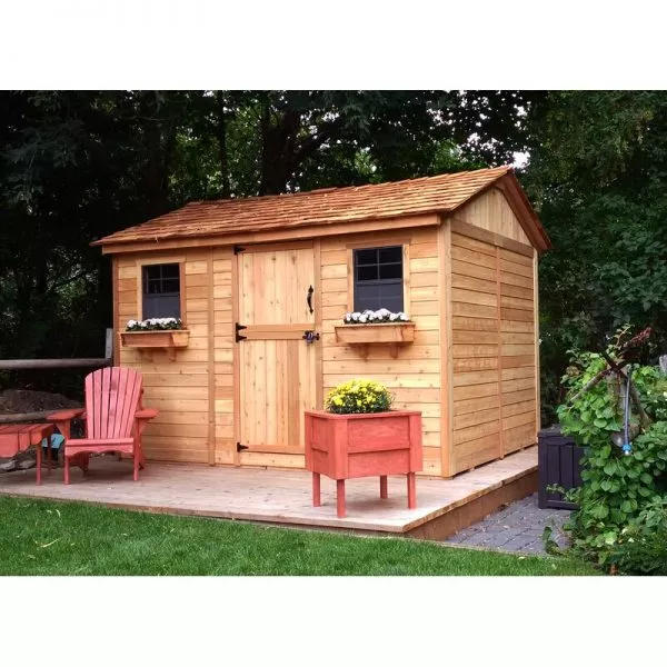 12 feet wide x 8 feet deep wooden storage shed