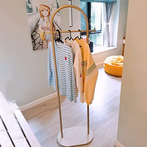 MEYTNA Modern and Simple Coat Racks Shaped Like n, Marble Base Metal Bracket, for Entryway Hallway Office or BedroomHome Coat Hanger Stand, Coat Hanger Hat Hanger, Scarf Hanger, Jacket Hanger Golden