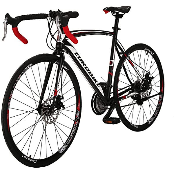 Eurobike 21 Speed Shifting System Road Bike 49/54/56 cm Frame 700C Wheel Adult Road Bicycle Black/white 30rim 54cm