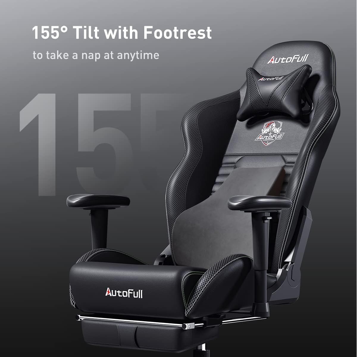 AutoFull C3 Gaming Chair Ergonomic Office Chair with 3D Bionic Lumbar Support, Racing Style Premium PU Leather Computer Chair Gamer Chairs with Footrest and Headrest(3-Years Warranty)