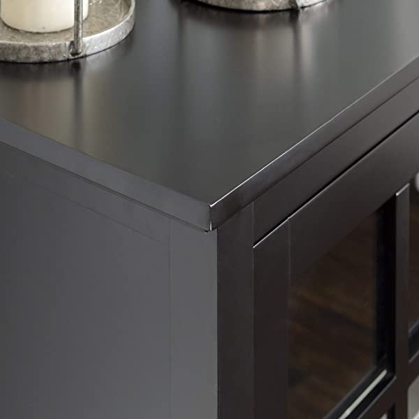 Walker Edison Charlotte Classic Glass Door Storage Buffet, 52 Inch, Espresso Espresso 52 Inch