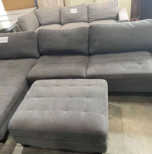 🔍 Previous Next Home Lucca Linen Reversible Sleeper Sectional Sofa Light Gray