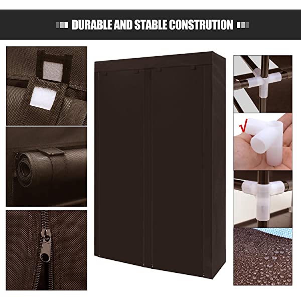 ERONE Shoe Rack Storage Organizer , 28 Pairs Portable Double Row with Nonwoven Fabric Cover Shoe Rack Cabinet for Closet (Black)