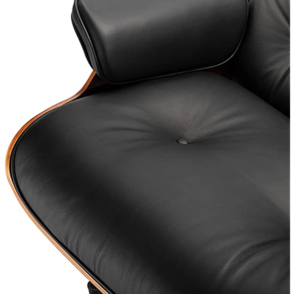 Mid Century Lounge Chair and Ottoman, Modern Chair Classic Design, Top Grain Leather Palisander Wood, Heavy Duty Base Support for Living Room, Study, Lounge, Office (Nomal, Style1-1) Nomal Style1-1