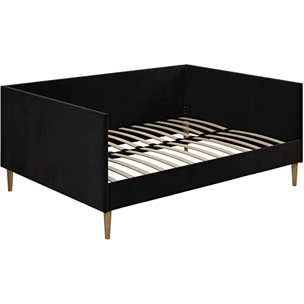 DHP Franklin Mid Century Upholstered Daybed, Sofa Bed, Twin Size Frame, Tan Linen Linen Twin Tan