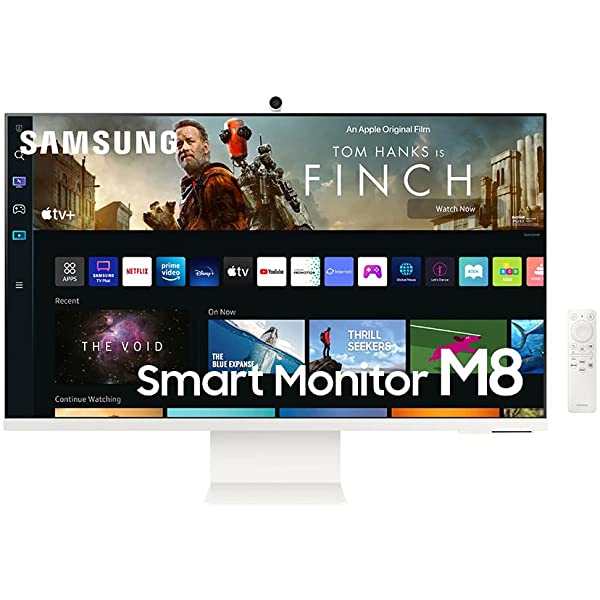 SAMSUNG M8 Series 32-Inch 4K UHD Smart Monitor & Streaming TV with Slim-fit Webcam for PC-Less Experience, Netflix, HBO, Prime VOD, & More, Apple Airplay, WiFi, BT, Built-in Speakers (LS32BM801UNXGO)