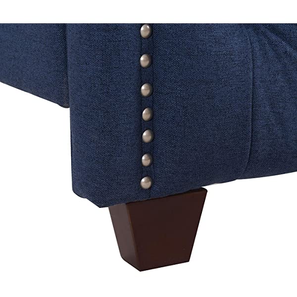 Jennifer Taylor Home Marcella Collection Queen Wingback Tufted Hand-Applied Nail Heads Upholstered Bed, Antique White Antique White Queen