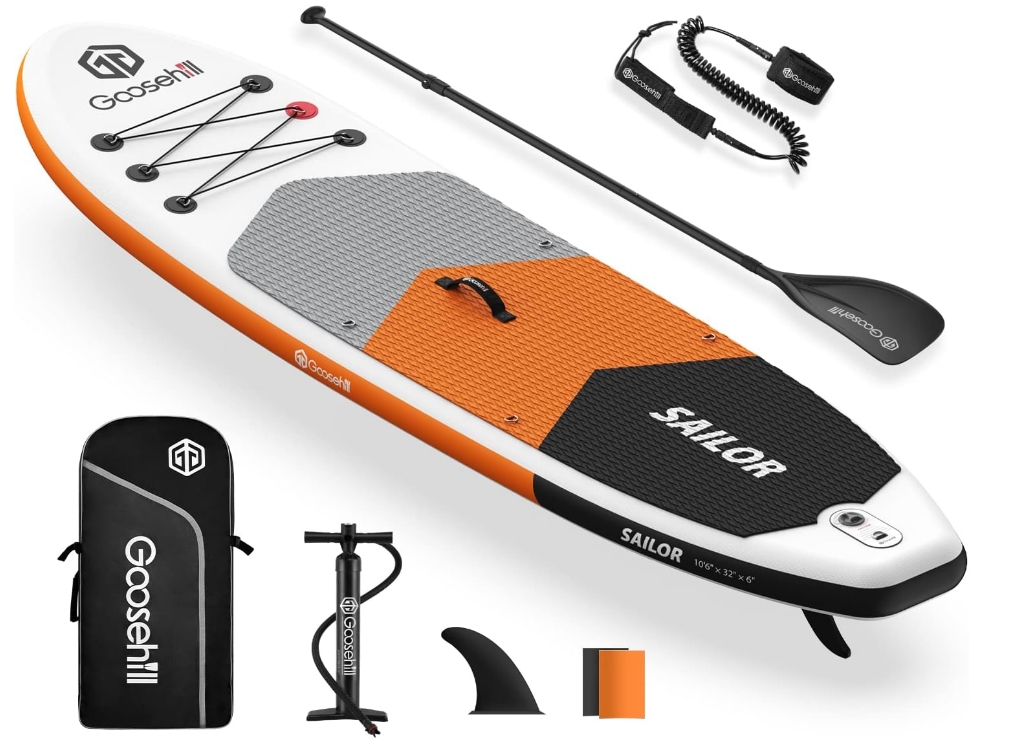 Goosehill Inflatable Stand Up Paddle Board, Premium SUP Package, 10' Long 32