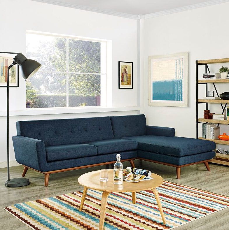 Giuliana 104″ Wide Faux Leather Reversible Sofa & Chaise with Ottoman