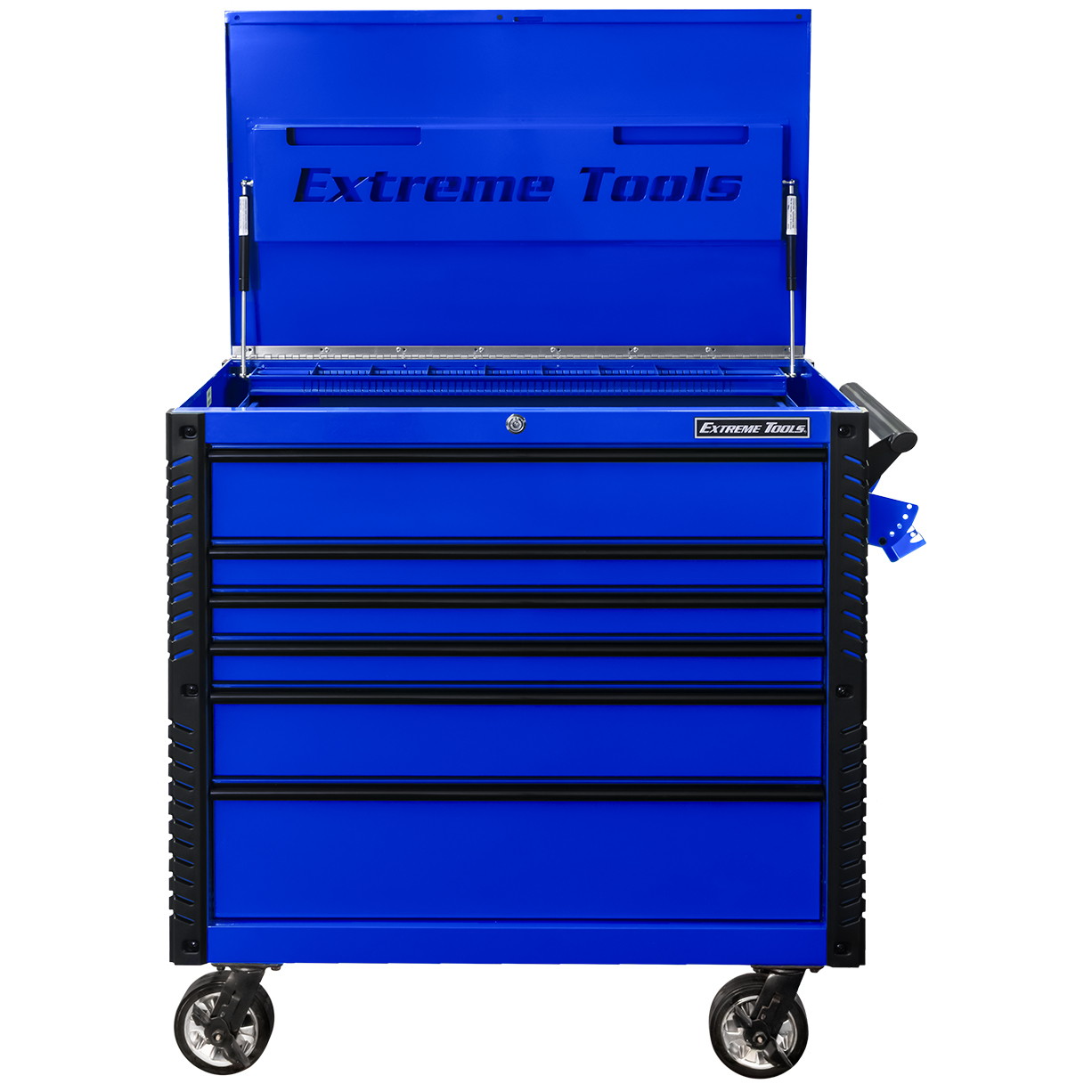 used toolboxExtreme Tools 41 6-Drawer Deluxe Tool Cart with Pry Bar Holders And Flip Top