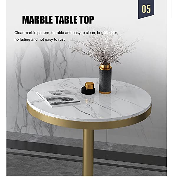 HUAYIN Round Dining Table Set, Conversation Table Sets with 4 Upholstered Chairs | 4 Pieces Patio Furniture Sets for Small Spaces Kitchen Modern Home for Cafe Restaurant,Yellow,1 Table & 4 Chairs 1 table & 4 chairs Yellow