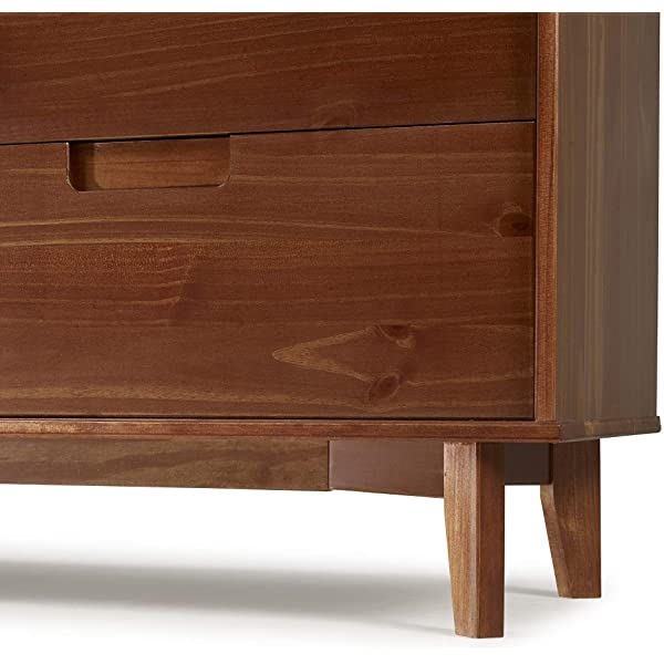 Walker Edison Mid Century Modern Grooved Handle Wood Dresser Bedroom Storage Drawer Organizer Closet Hallway, 6 Drawer, Caramel Caramel 1 pack 6 Drawer