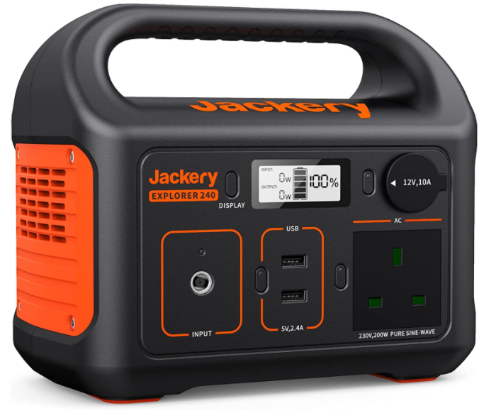 Jackery Solar Generator 240, 240Wh Backup Lithium Battery, 110V200W Pure Sine Wave AC Outlet, Solar Generator for Outdoors Camping Travel Hunting Emergency