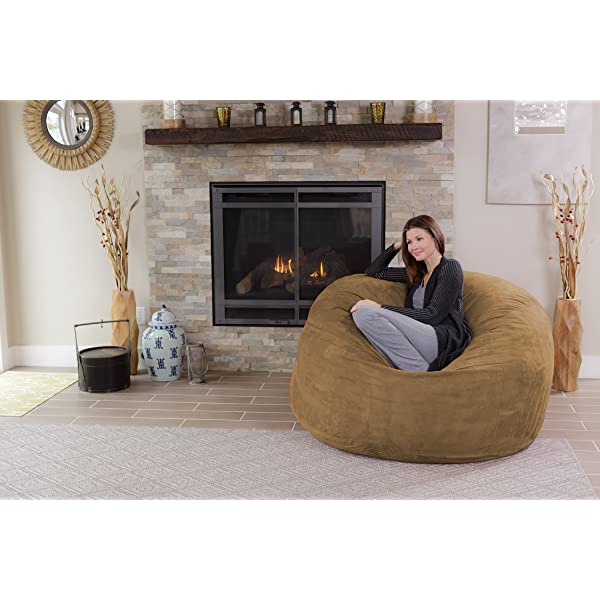 Chill Sack Bean Bag Chair: Giant 5' Memory Foam Furniture Bean Bag - Big Sofa with Soft Micro Fiber Cover - Navy Microsuede - Navy
