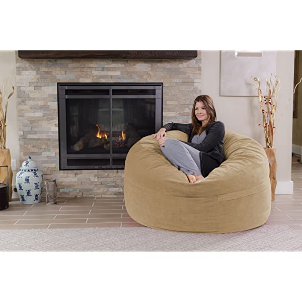 Chill Sack Bean Bag Chair: Giant 5' Memory Foam Furniture Bean Bag - Big Sofa with Soft Micro Fiber Cover - Navy Microsuede - Navy