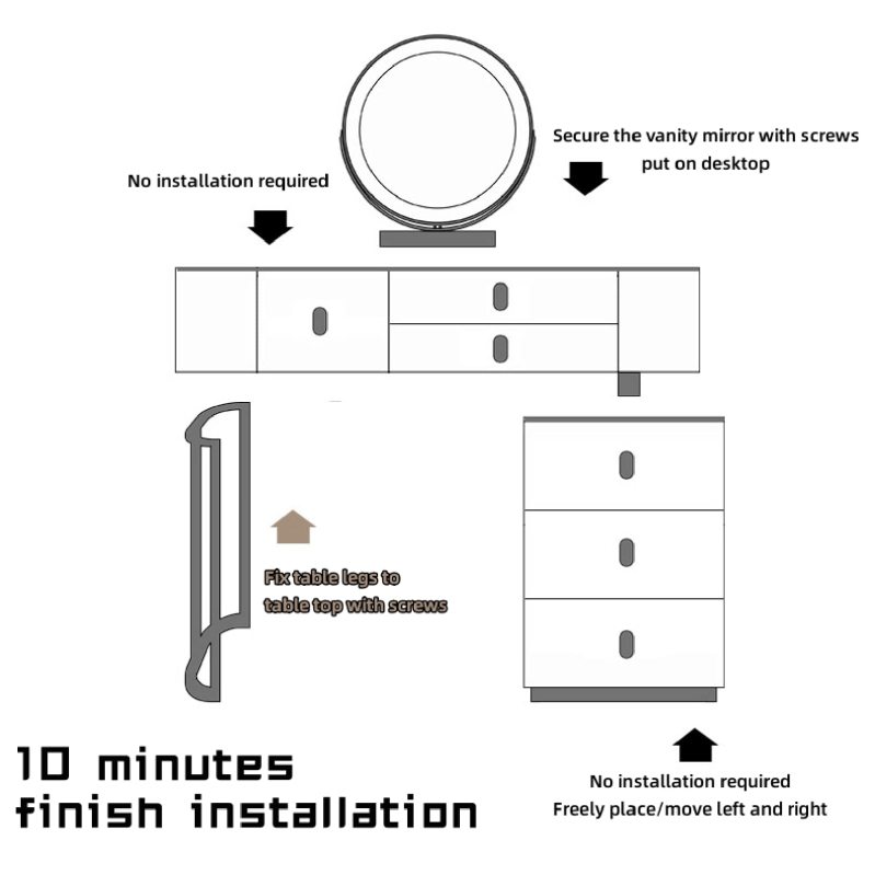 【Furniture】Dressing Table Makeup Dressing Table with Charging Stand and Bluetooth Speaker