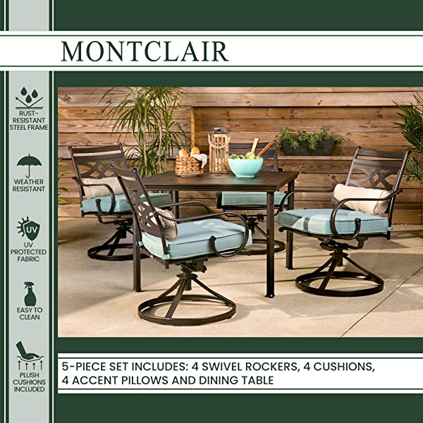 Hanover MCLRDN5PCSQSW4-CHL Montclair, Red Outdoor Furniture