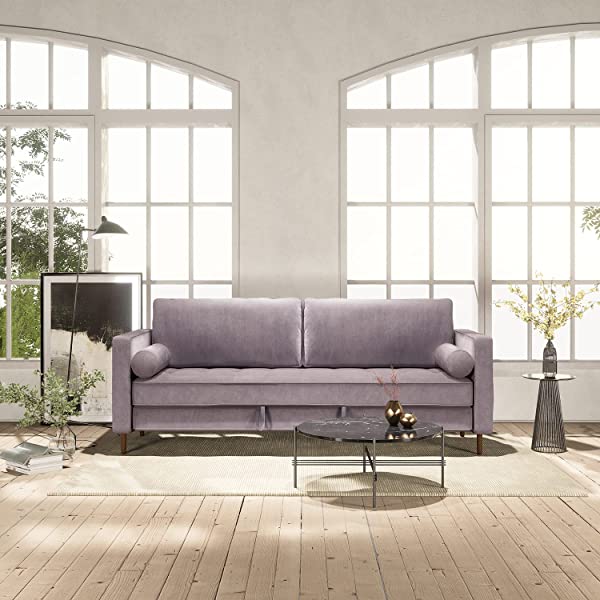 Nouhaus Module, Sleeper Sofa Bed Couch. 7ft Luxury Convertible Sofa Futon Bed with No Roll Together Latex. Ivory Woven Pull Out Bed for Bedroom Couch, Small Apartment Furniture Sofas or RV Couch Woven/Knit Ivory