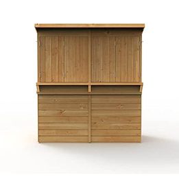 Outdoor Garden Bar, 6' x 3' Forest Wooden Shiplap Pent Garden Bar