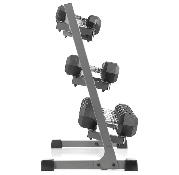 · XMark Rubber Hex Dumbbell Weight Sets, 380 lb to 550 lb Dumbbell Sets With Dumbbell Storage Rack.