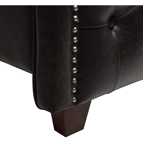 Jennifer Taylor Home Marcella Collection Queen Wingback Tufted Hand-Applied Nail Heads Upholstered Bed, Antique White Antique White Queen