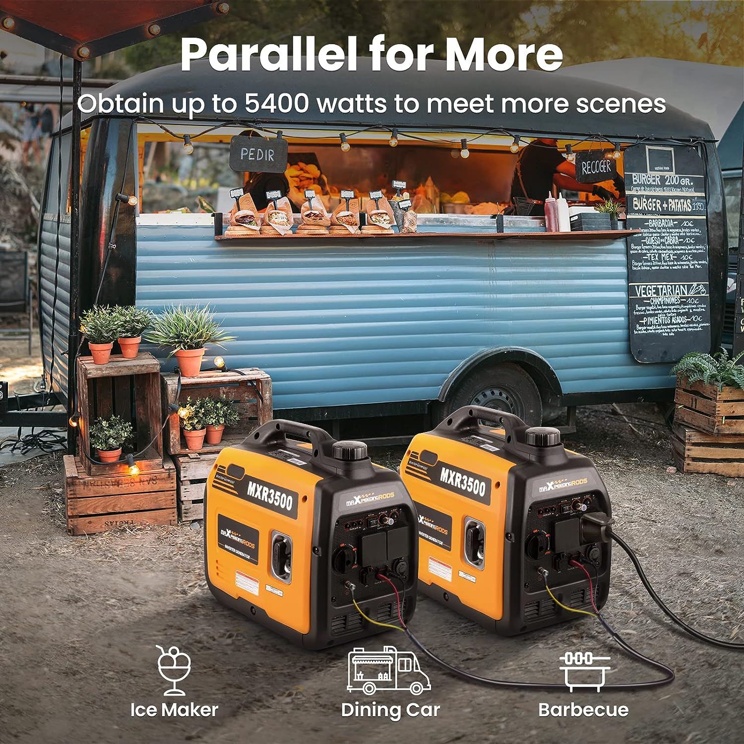 maXpeedingrods 3300W Portable Inverter Generator Gasoline Silent Pure Sine Wave Generator