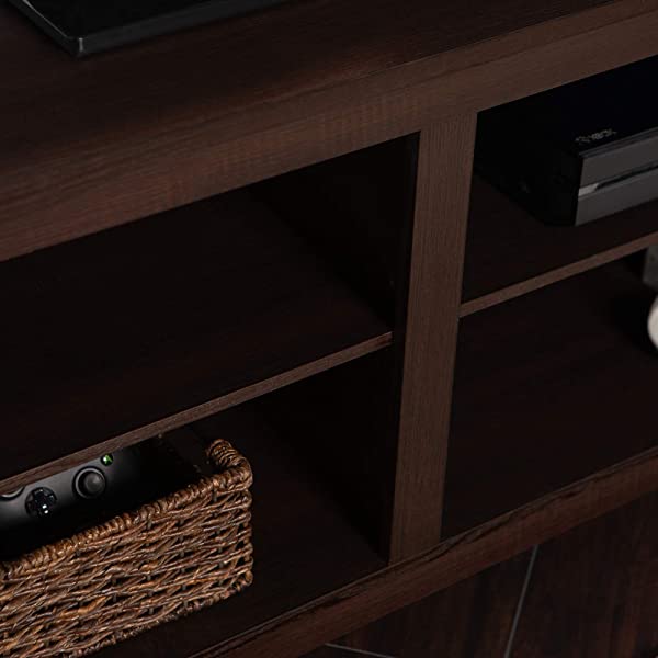 Walker Edison Wren Classic 4 Cubby TV Stand for TVs up to 65 Inches, 58 Inch, Black Black 58 InchTV Stand