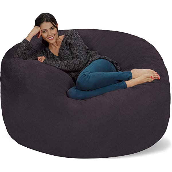 Chill Sack Bean Bag Chair: Giant 5' Memory Foam Furniture Bean Bag - Big Sofa with Soft Micro Fiber Cover - Navy Microsuede - Navy