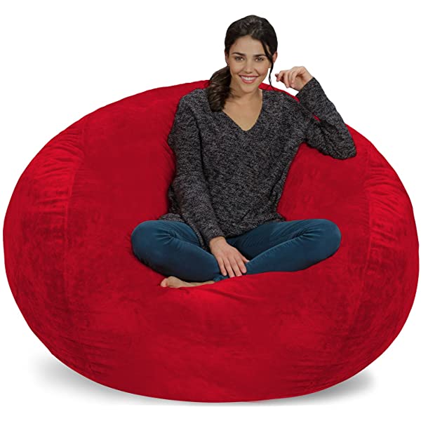 Chill Sack Bean Bag Chair: Giant 5' Memory Foam Furniture Bean Bag - Big Sofa with Soft Micro Fiber Cover - Navy Microsuede - Navy