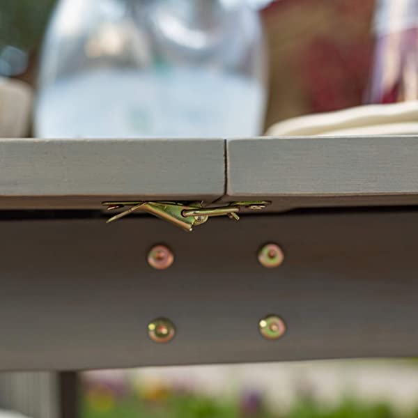 Walker Edison 5 Person Outdoor Wood Chevron Patio Furniture Dining Set Table Chairs Bench All Weather Backyard Conversation Garden Poolside Balcony, 4 Piece, Brown Brown 4 Piece Dining Set