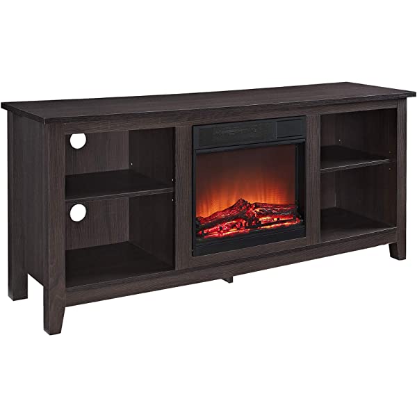 Walker Edison Wren Classic 4 Cubby TV Stand for TVs up to 65 Inches, 58 Inch, Black Black 58 InchTV Stand