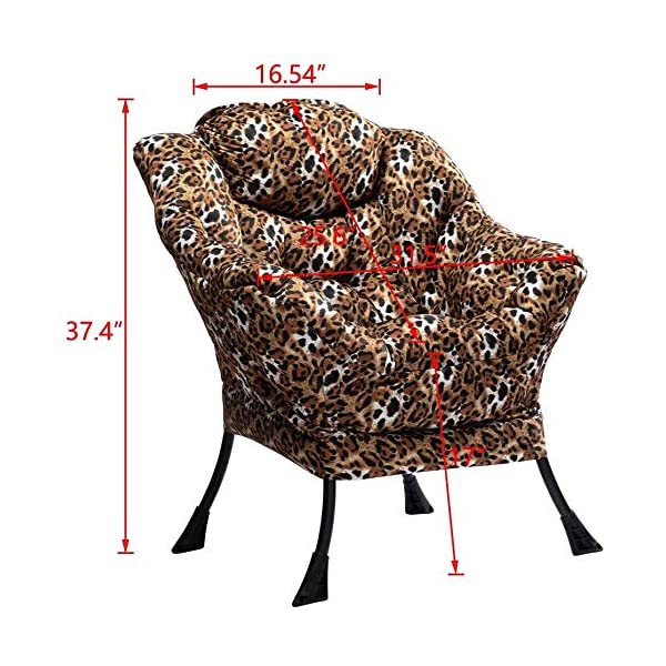 AbocoFur Modern Large Cotton Fabric Lazy Chair，Accent Contemporary Lounge Chair, Single Steel Frame Leisure Sofa Chair with Armrests and A Side Pocket, Beige