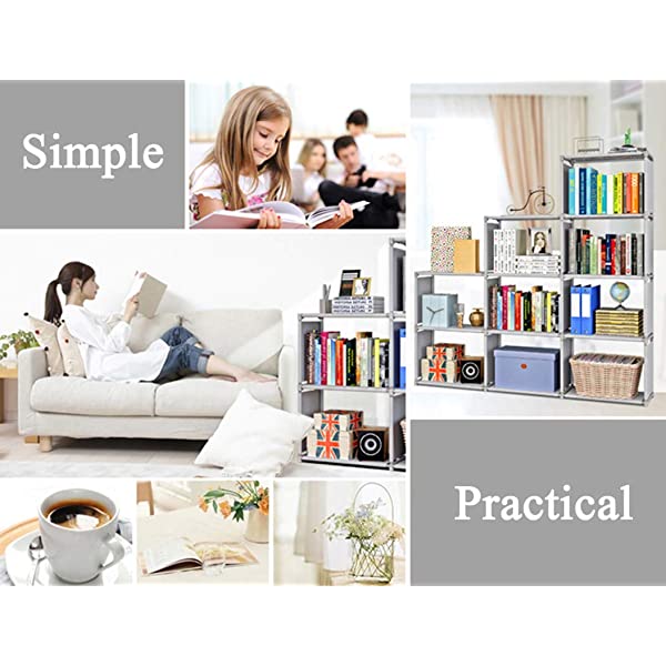 Kids 9 Cubes Bookcase Toy Closet Storage Organizers Bookshelf 4 Tier Office Book Shelf DIY Shelving Cabinet Shelves for Office Gary