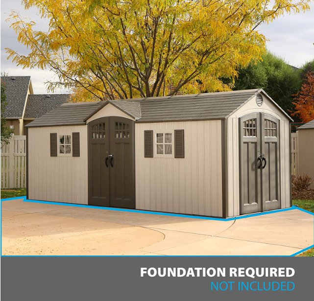 Lifetime 60127 20 x 8ft Outdoor Storage Shed, Desert Sand