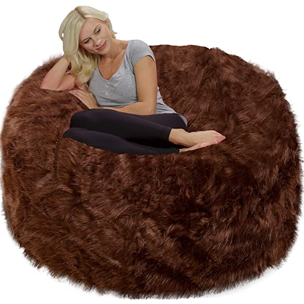 Chill Sack Bean Bag Chair: Giant 5' Memory Foam Furniture Bean Bag - Big Sofa with Soft Micro Fiber Cover - Navy Microsuede - Navy